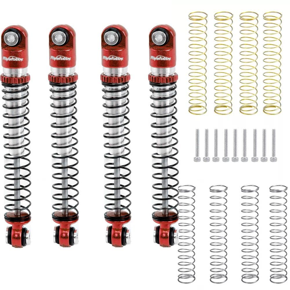 Powerhobby 1/24 Axial SCX24 Aluminum 54mm Long Travel Shocks (Red)