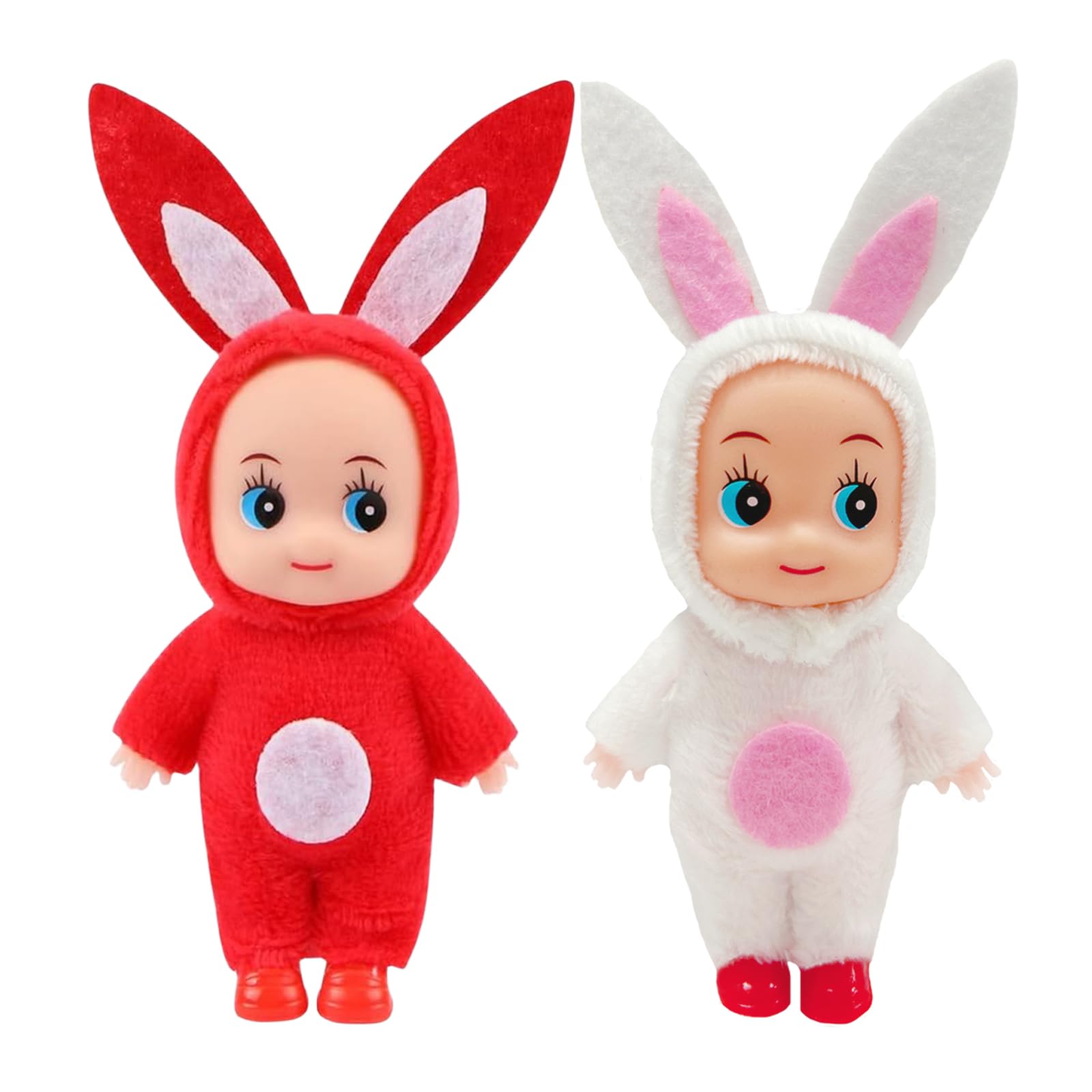 Easter Mini Bunny Rabbit Dolls for Girls & Boys, 2 Pcs Naughty Elf Accessories, Novelty Toys for Kids Easter Gifts & Stocking Stuffers