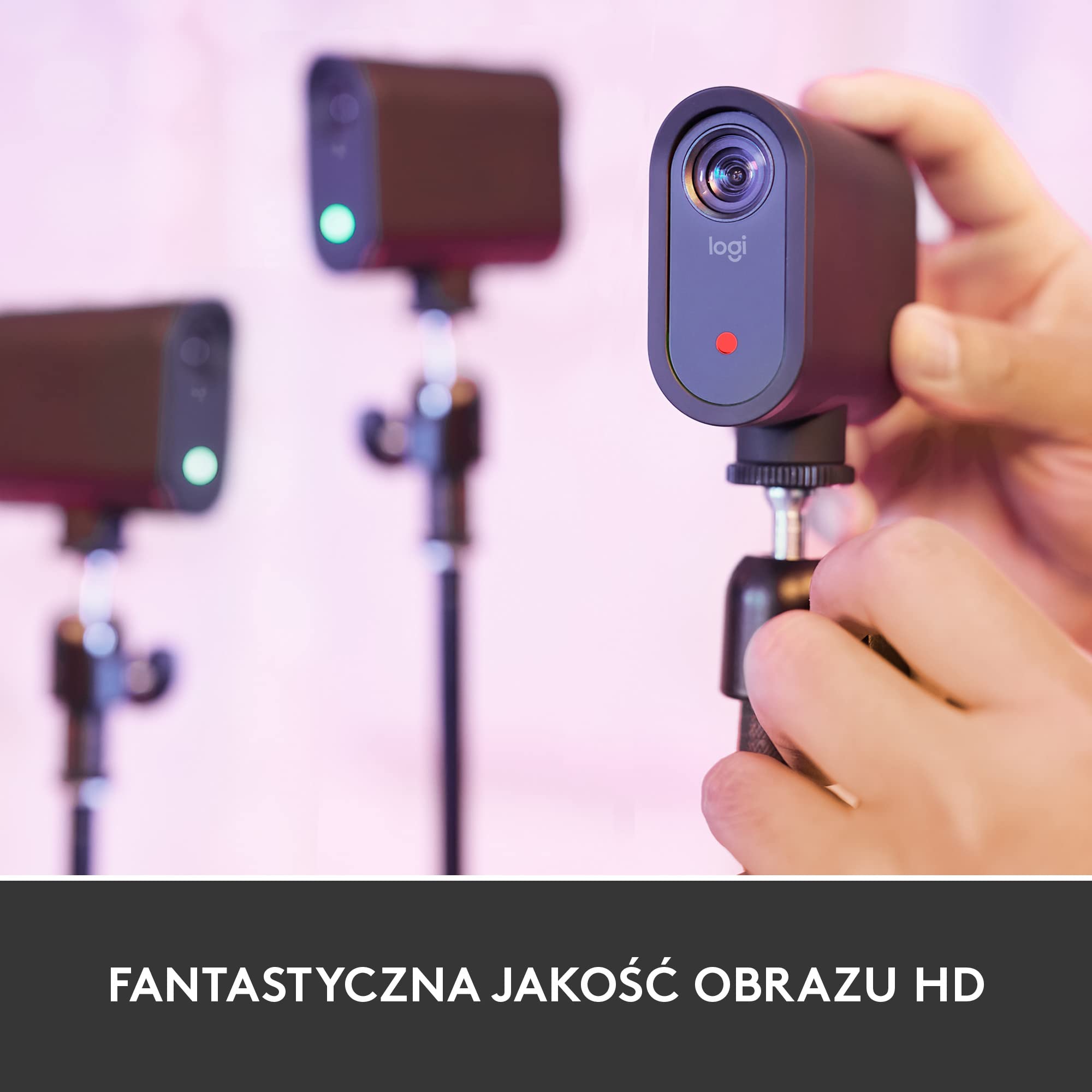 Logitech for Creators Start 3-Pack Kamera, bezprzewodowe przesyłanie strumieniowe na żywo 1080p HD z wielu kamer, inteligentne sterowanie przez aplikację, przesyłanie strumieniowe przez Wi-Fi, Czarna
