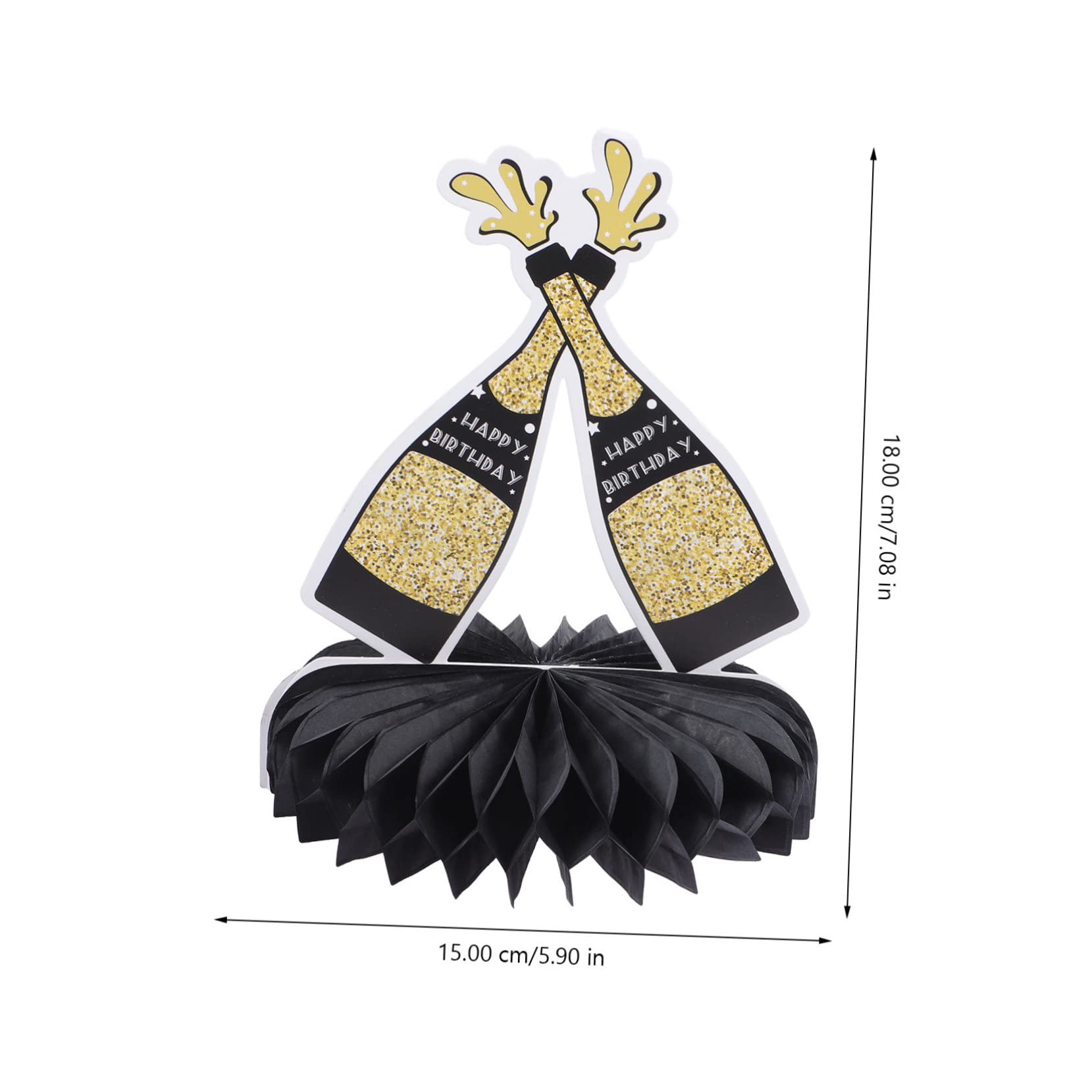 Centrotavola Compleanno Elegante - Set 9 Pezzi Nido D'Ape Nero E Oro Per Feste - Foto 10