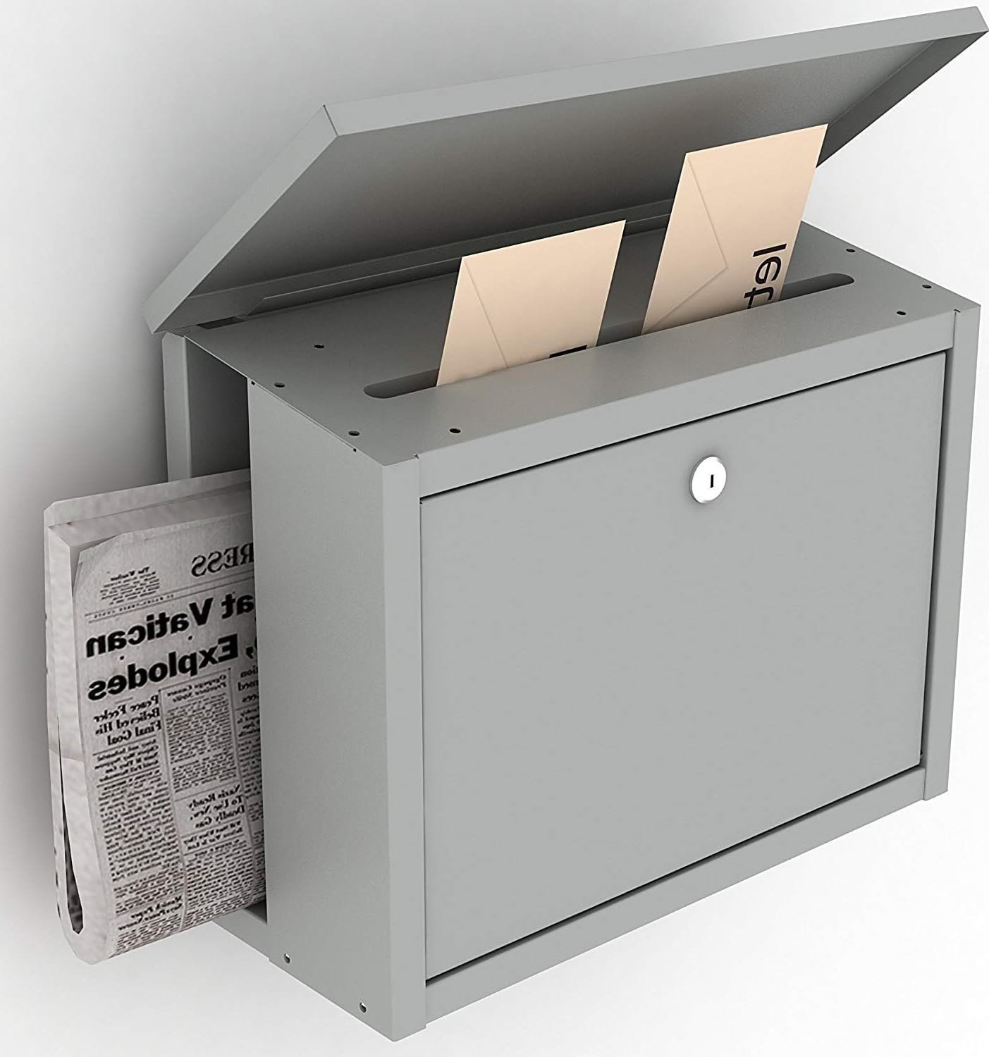 INDIAN DECOR 2999 Classic Metal Outdoor Letter Box and Newspaper Holder - Grey-picture-21