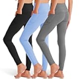 3 Pack Girls' Leggings with Pockets, Ankle Length Athletic Yoga Pants for Kids Clothes