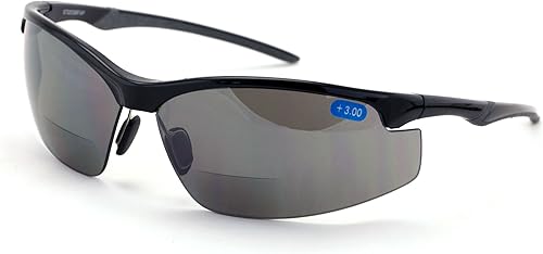 V.W.E. Gafas de seguridad bifocales de alto rendimiento con espejo ligero y tinte - Gafas de sol lector de sol - Gafas de sol ANSI Z87.1 (Negro, 0.0)