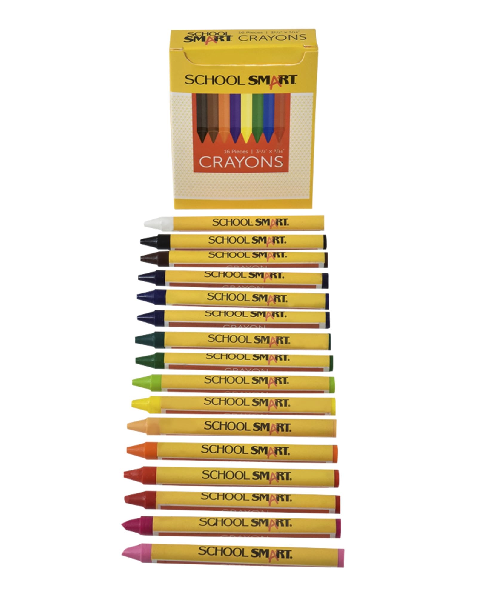 School SmartClassic Crayon Set with Tuck Box for Schools, Home, and More, Assorted Colors, Pack of 16