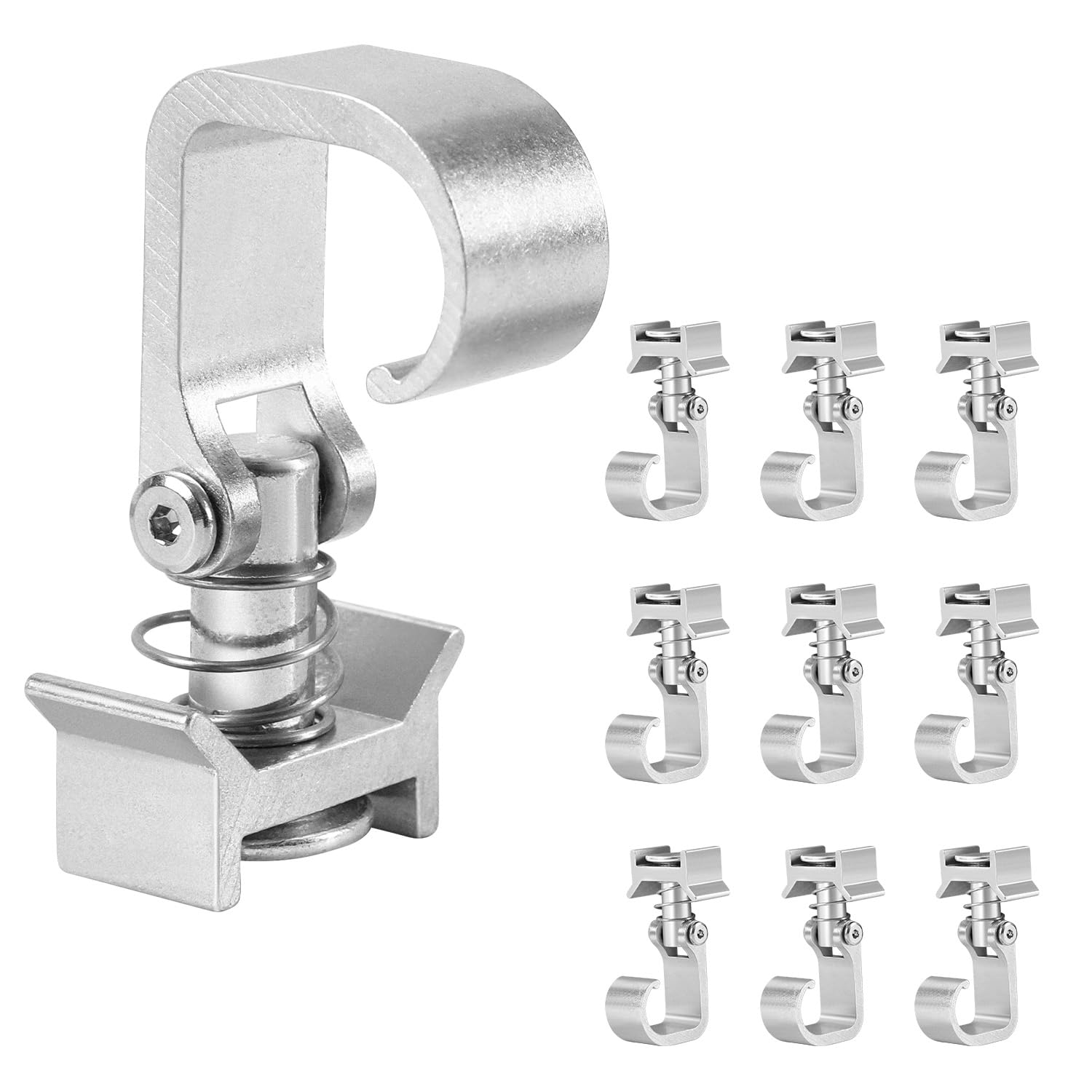 Fiqops Airlineschiene Fitting 10 Stück, Airline Fitting Maximale Tragfähigkeit 45kg,Silber Eloxiert,Aluminium Haken für Airlineschiene,Einfachendbeschlag für Zurrschienen,für Anhänger,Wohnwagen
