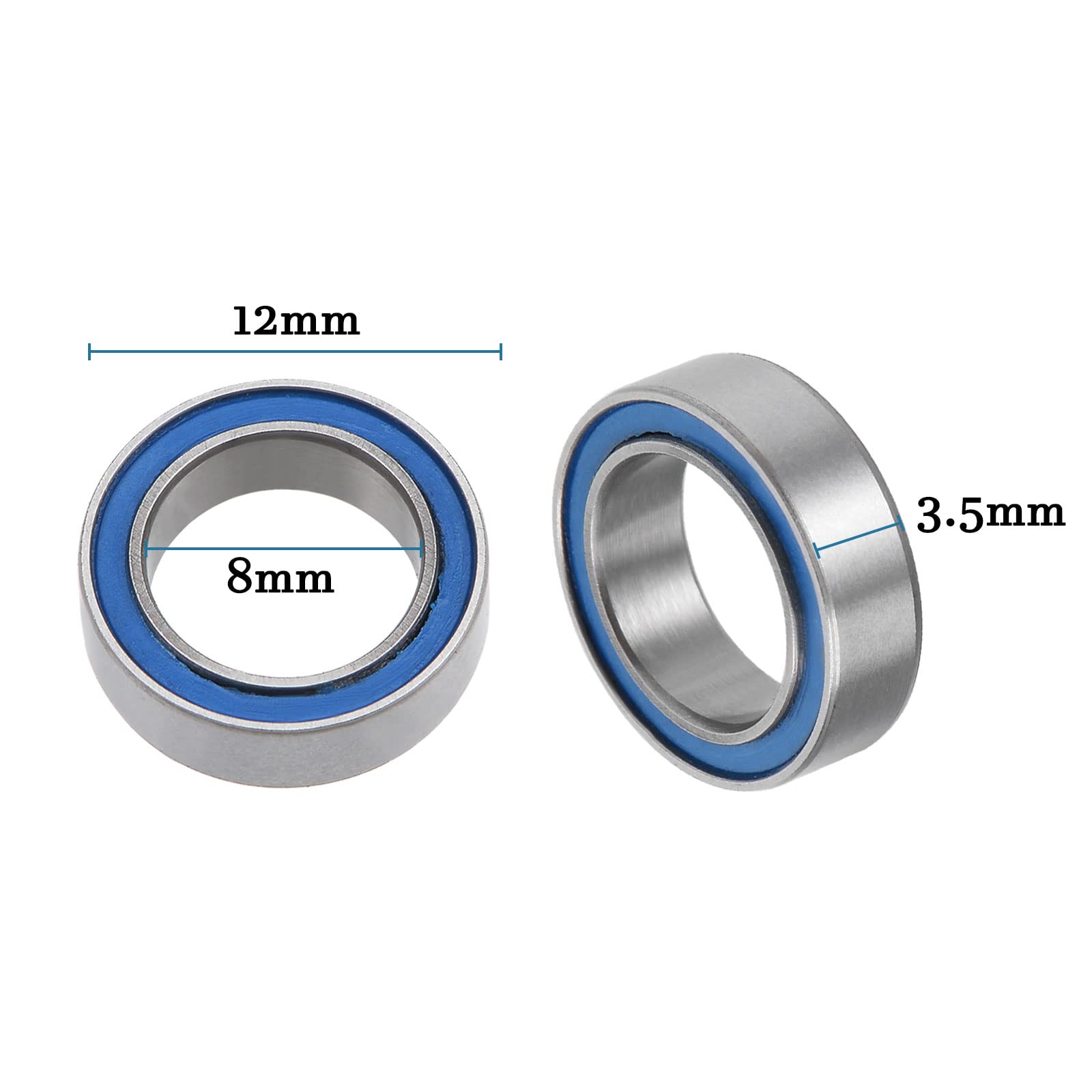 Cuscinetti A Sfere 608-2RS 8x22x7mm - Pacco Da 8 Pezzi, Acciaio Alto Carbonio, Doppia Tenuta