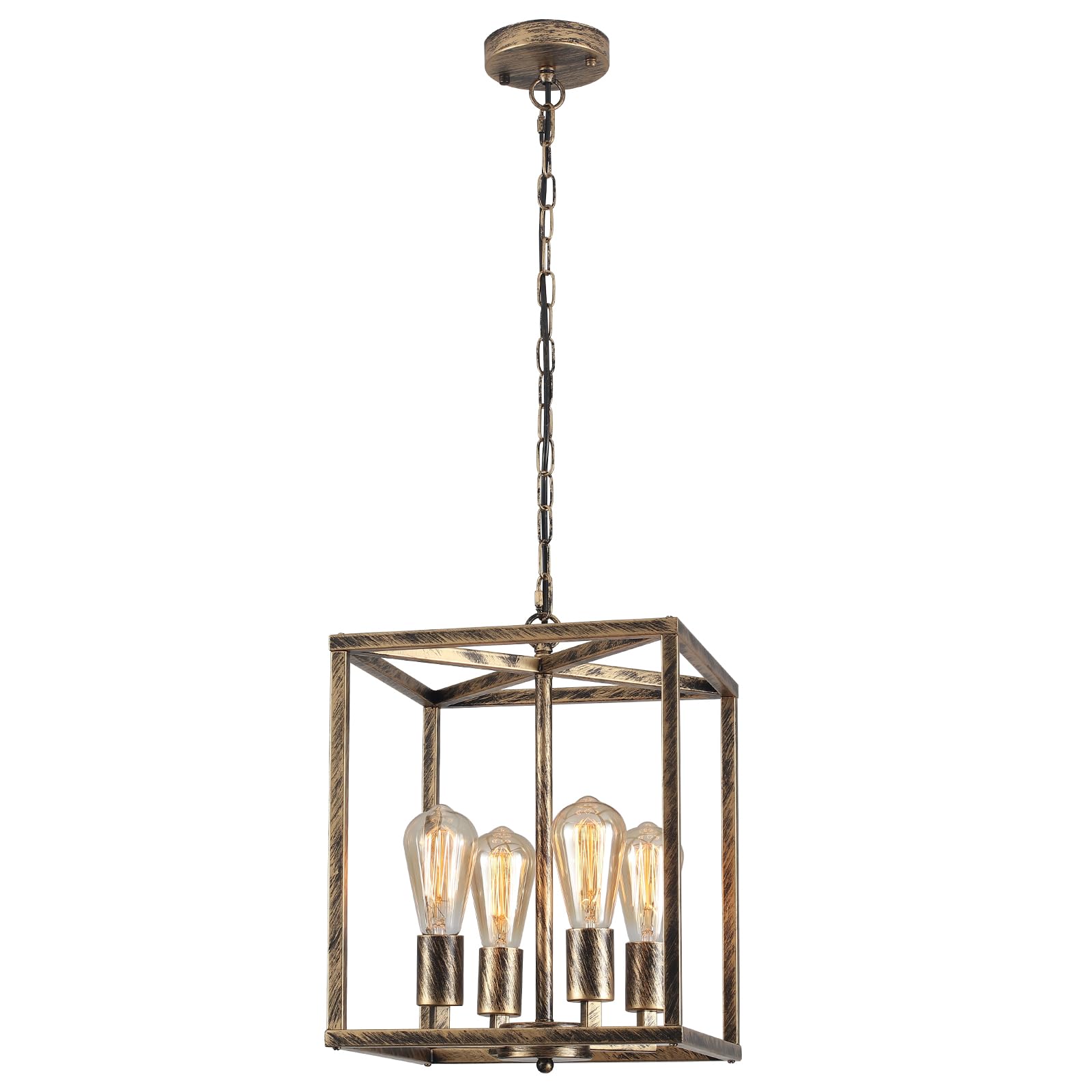 Qcyuui Lampadario Industrial a 4 Luci Lampadario A Sospensione Industriale In Metallo, Apparecchio Di Illuminazione a Sospensione Rustica Bronzo Per Fattoria Per Corridoio Isola Cucina Foyer