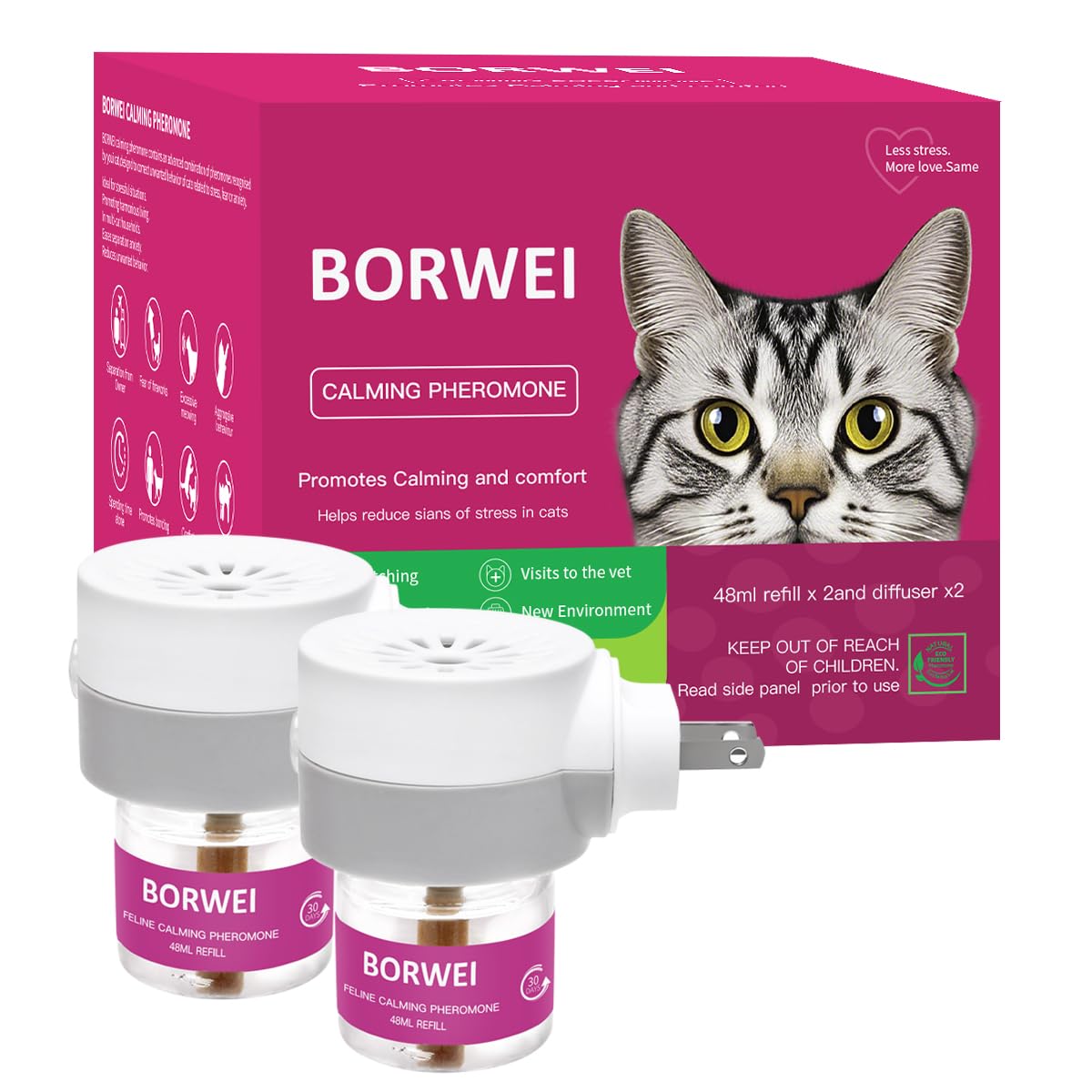 Cat Pheromones Calming Diffuser Premium Pheromone Diffuser for Cats - Cat Pheromones Diffuser - Cat Calming Diffuser - Cat Calming Pheromone Diffuser (Grey)