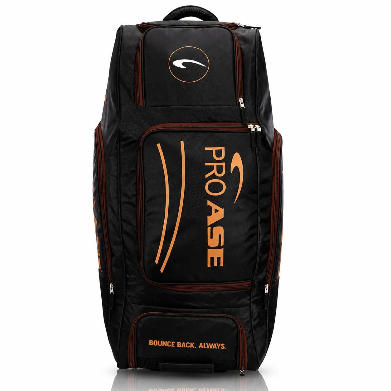 PRO ASE Professional Full Size Cricket Kit Bag with Heavy Duty Wheels | Premium PU Material | 6 Zippered Compartments & 3 Mesh Pockets Golden-image-27