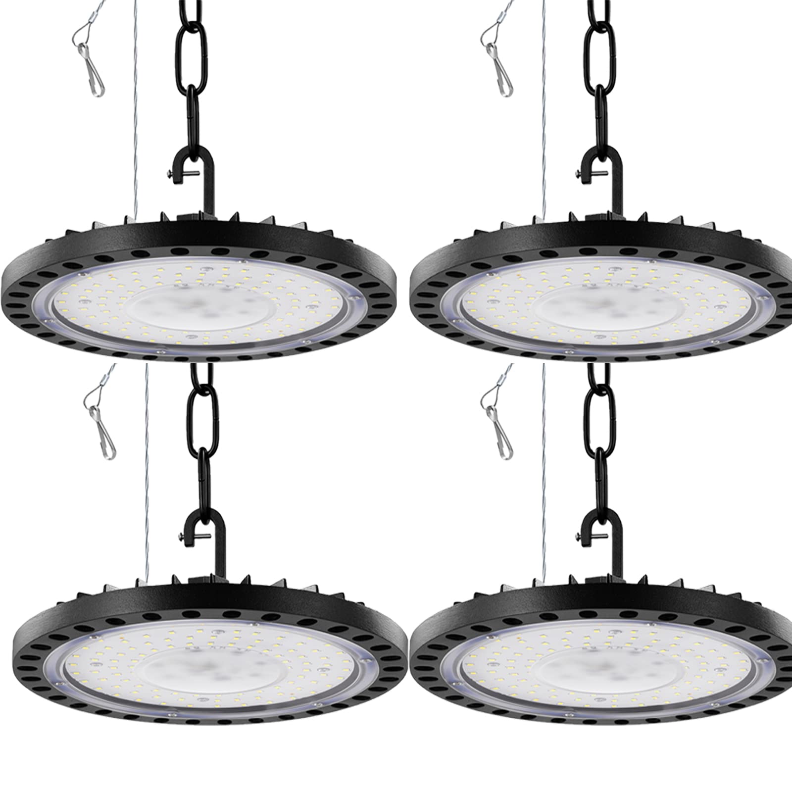 Wowspeed 100W Industrial Ufo Lamp, 10000Lm Led Ufo High Bay Light, 5000K-6500K Daylight White Ufo Lighting, Ip65 Waterproof Led Warehouse Lighting Cable For Commercial Warehouse/Workshop/Garage (, 4Pcs)