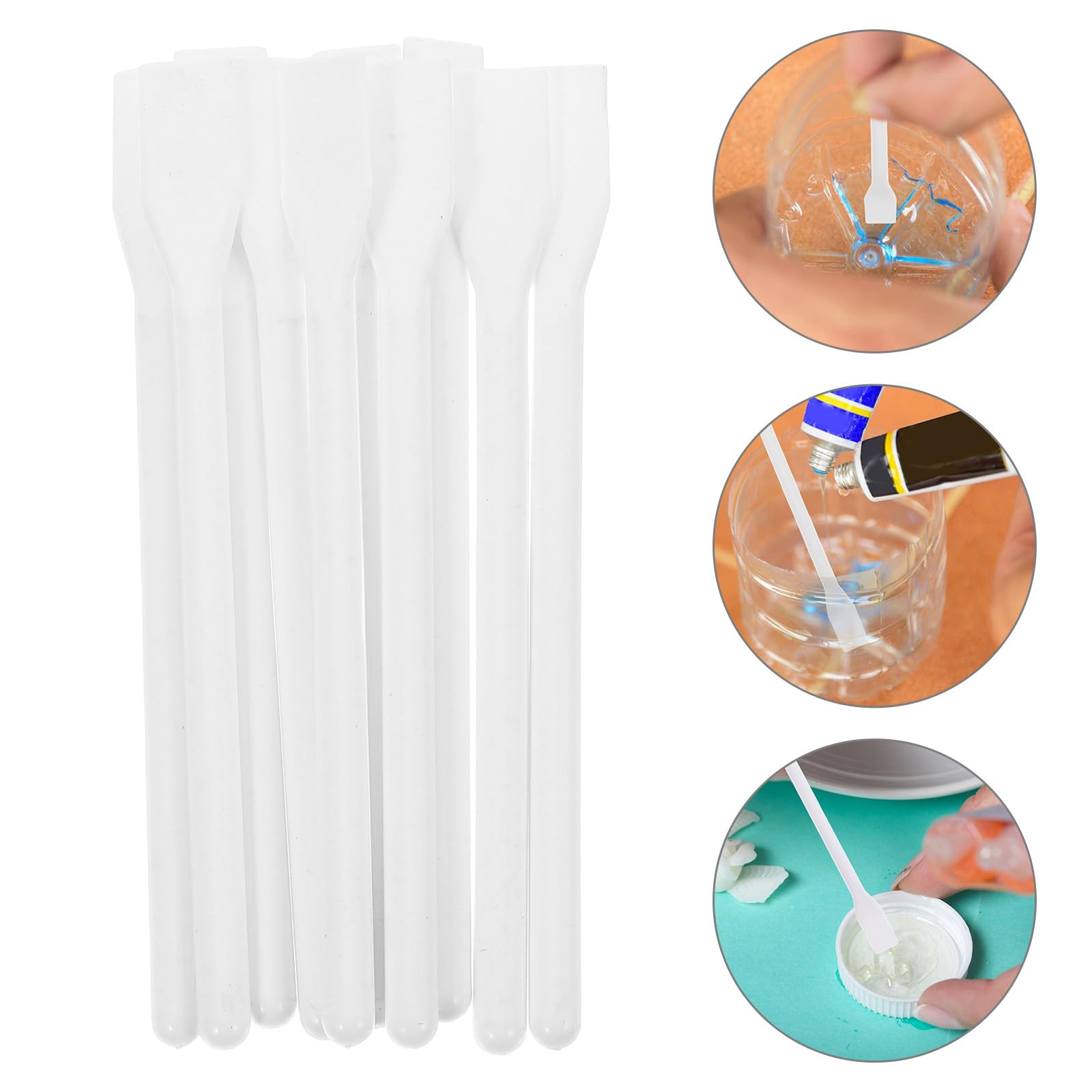 SUPVOX Bastoncini per Miscelazione in Plastica 10 Pezzi Leggeri e Portatili per Casa e Ufficio Applicatore Spatola per Colla e Trucco Bianco