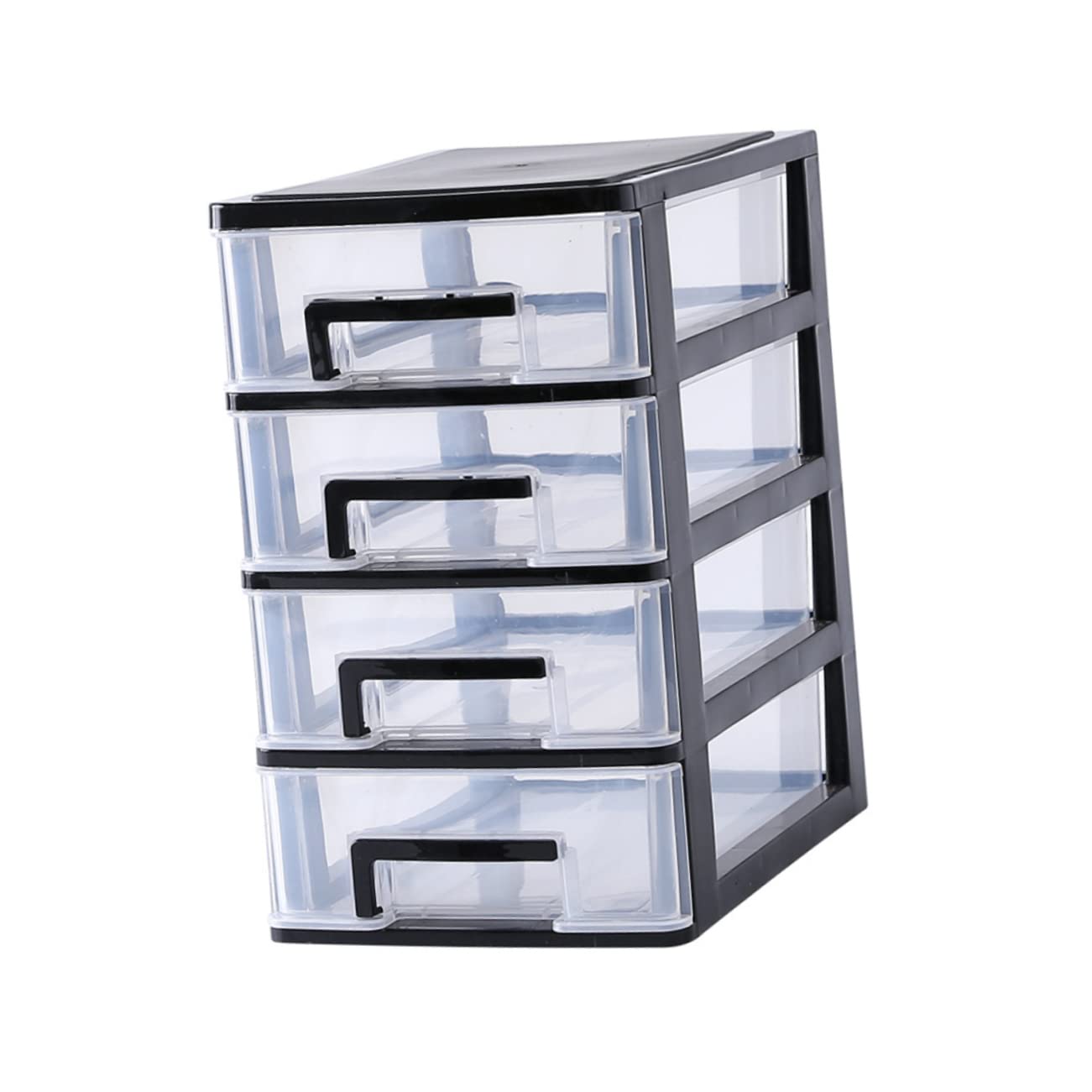 FOMIYES Stackable Drawer Storage Box 4 Layers Plastic Makeup Storage Organizer