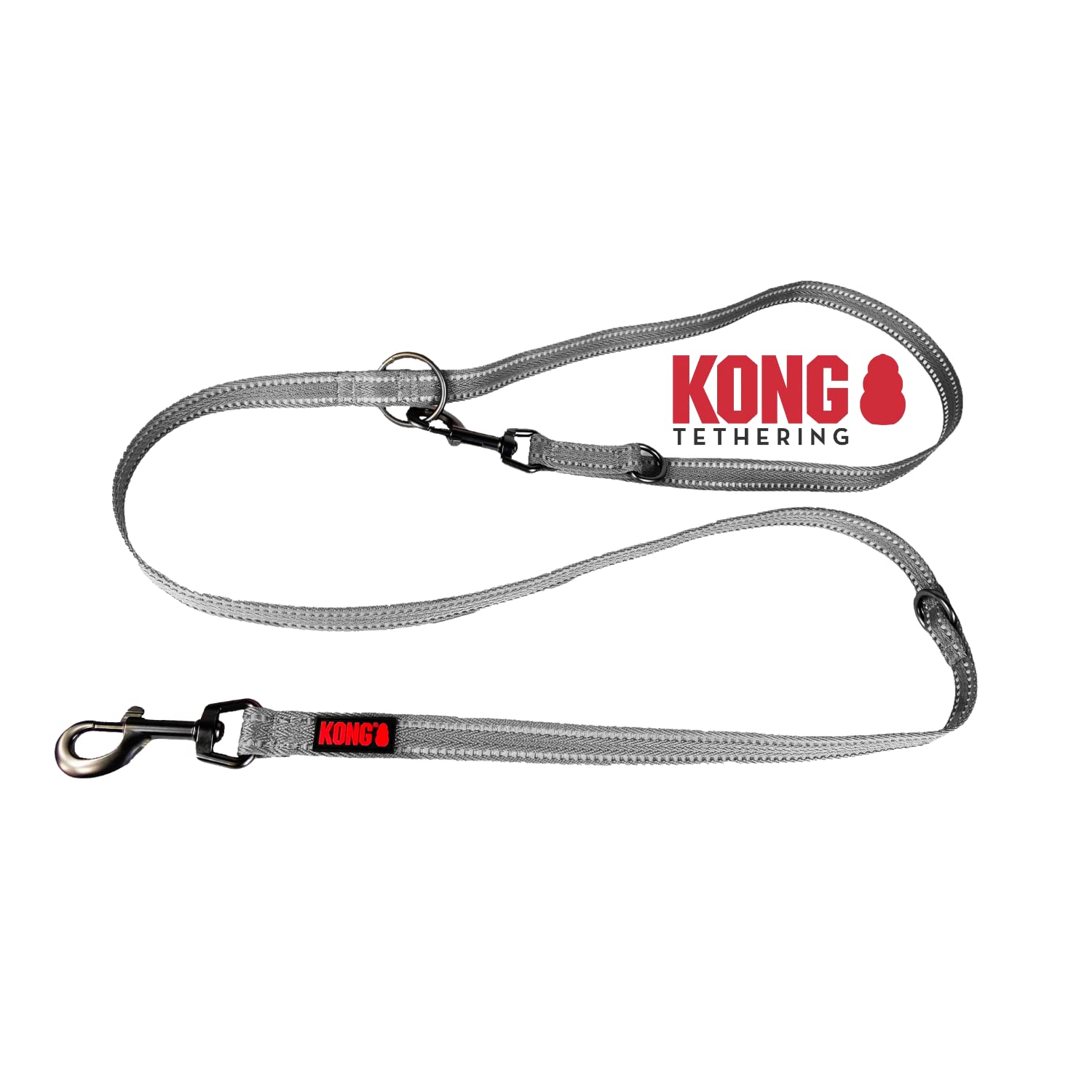 KONG Robust Nylon Dog Lead I Grey I Triple Adjustable Dog Lead I High-Quality Dog Lead with Reflective Elements I Dog Lead I Length: 2 m I Width: 19 mm