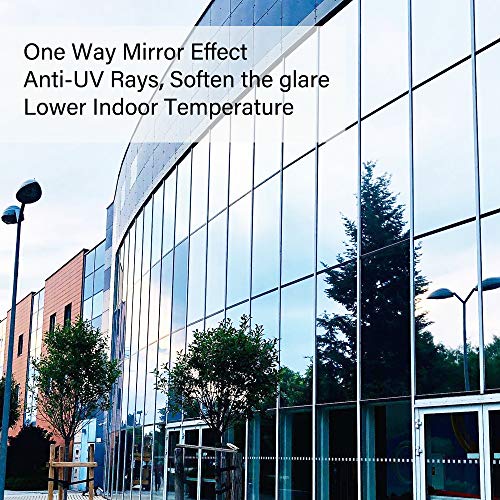Niviy One Way Window Film Privacy Mirror Effect Self-Adhesive Window Tint Uv Heat Control Glass Door Film For Home And Office, Black-Silver 17.5 X 78.7 Inches #TOP5