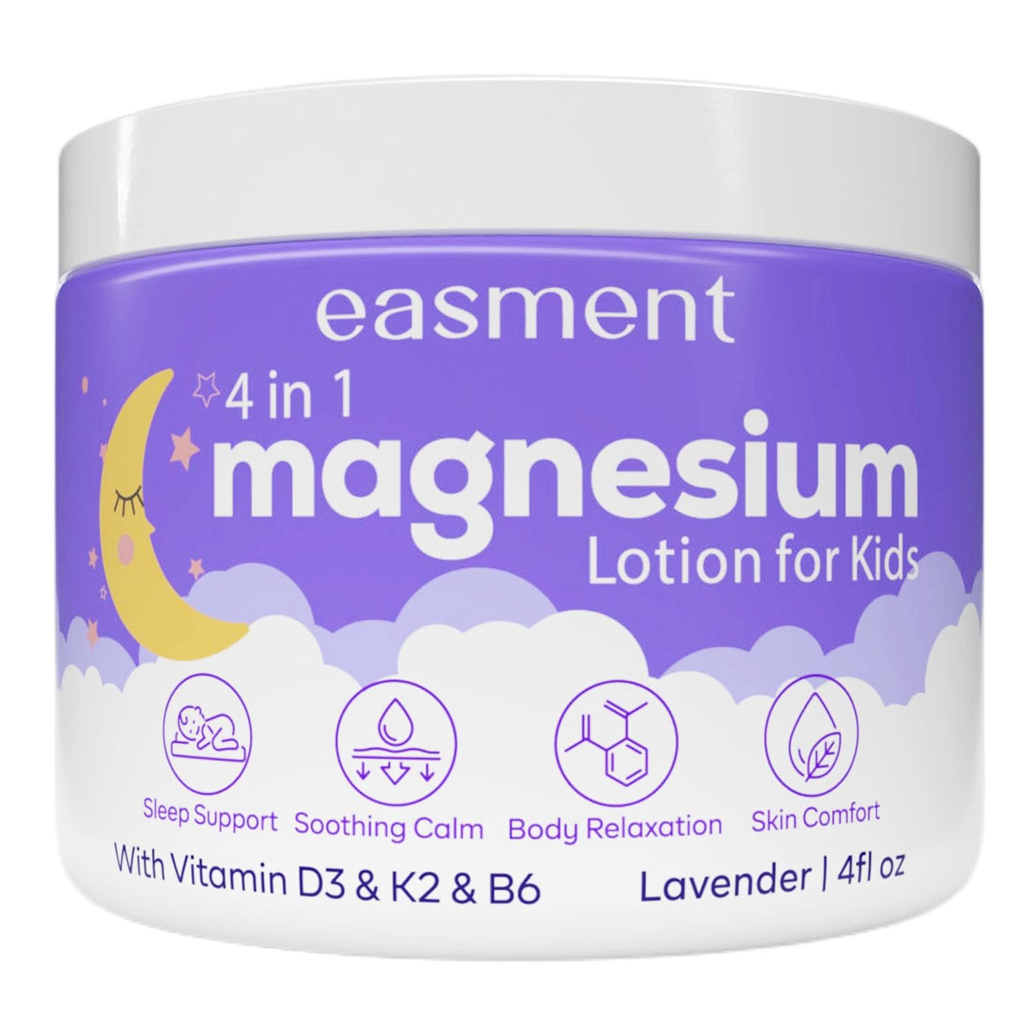 Magnesium Lotion for Kids Sleep & Calming: Lavender Chamomile with Vitamins D3, K2, B6 – Soothes Anxiety, Restless Legs & Growing Pains – Daily Cream