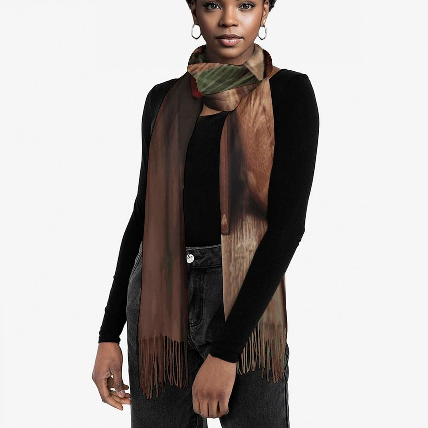 Xmas Tree Branch Bear Doll Scarf for Women Men Soft Warm Fashion Blanket Scarves Classic Cashmere Feel Scarf Long Shawl Large Scarves Cold Weather Thick Blanket Scarfs