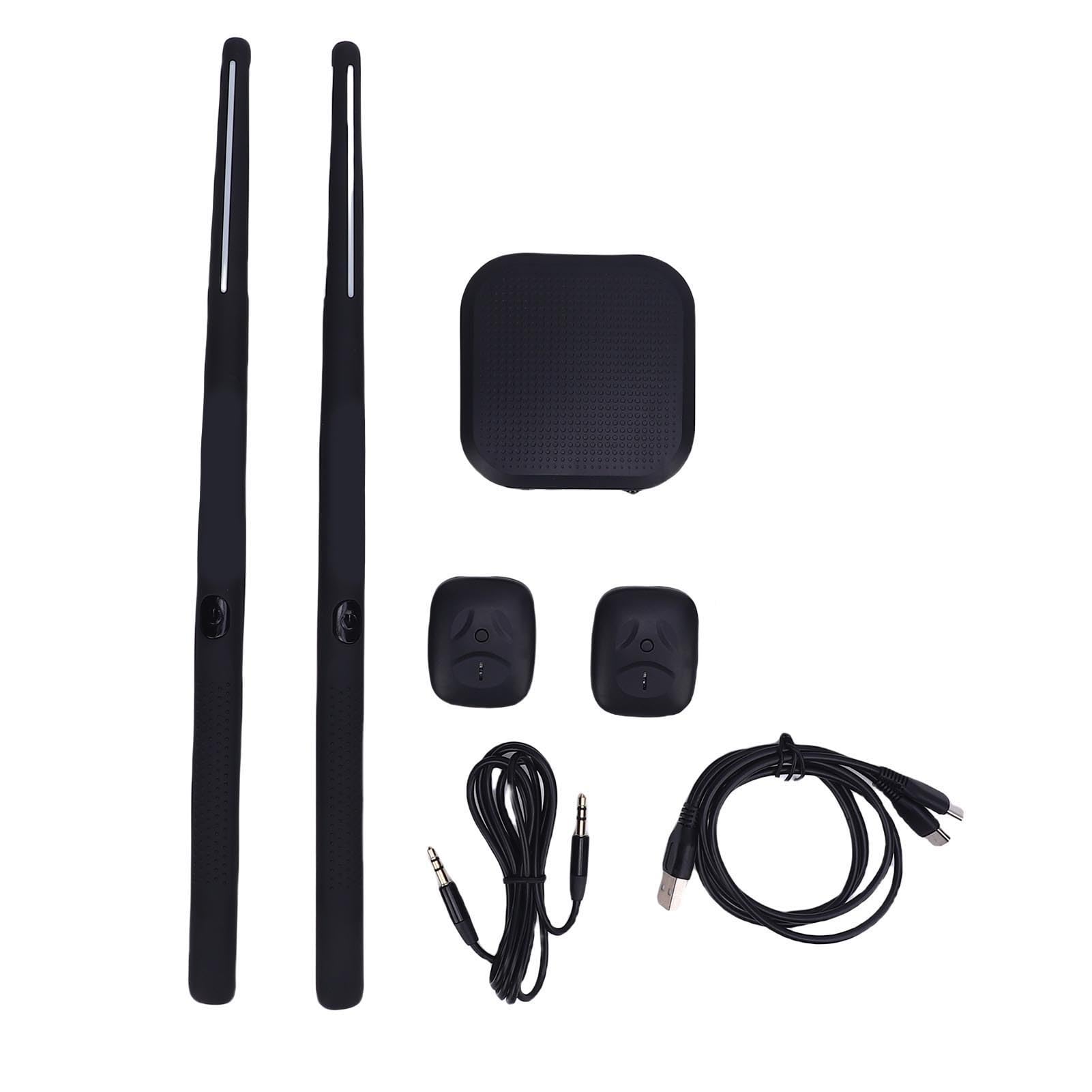 Set di Batteria Ad Aria, Kit di Bacchette Elettroniche Portatili in ABS con Sensore di Movimento 3D, Pedale con Luci RGB a 8 Suoni, Bacchette Virtuali Ricaricabili per Principianti di