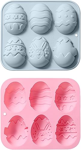 Miniatura 8 de Juego de 2 moldes de conejo de Pascua, molde de silicona 3D para hornear golosinas de Pascua chocolate, pasteles, gelatina, dulce de azúcar, pudín