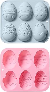2-Pack Easter Eggs Molds Sets, 3D Big Easter Eggs Shape Silicone Mold for Baking Easter Treats Chocolate, Cake, Jelly, Fudge, Pudding