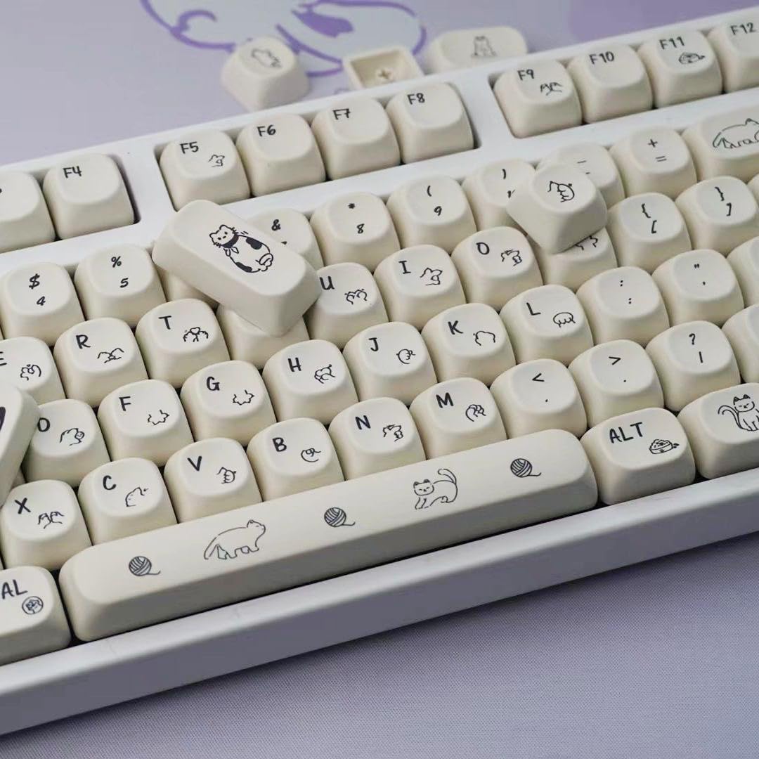 Amazon.co.jp: Mechkeeb 124キー乳白猫テーマキーキャップ MOA