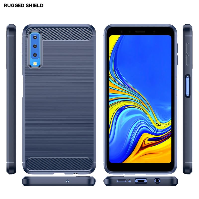 Image of Hybrid Carbon Fiber Back Case for Samsung Galaxy A7 2018 (Blue)