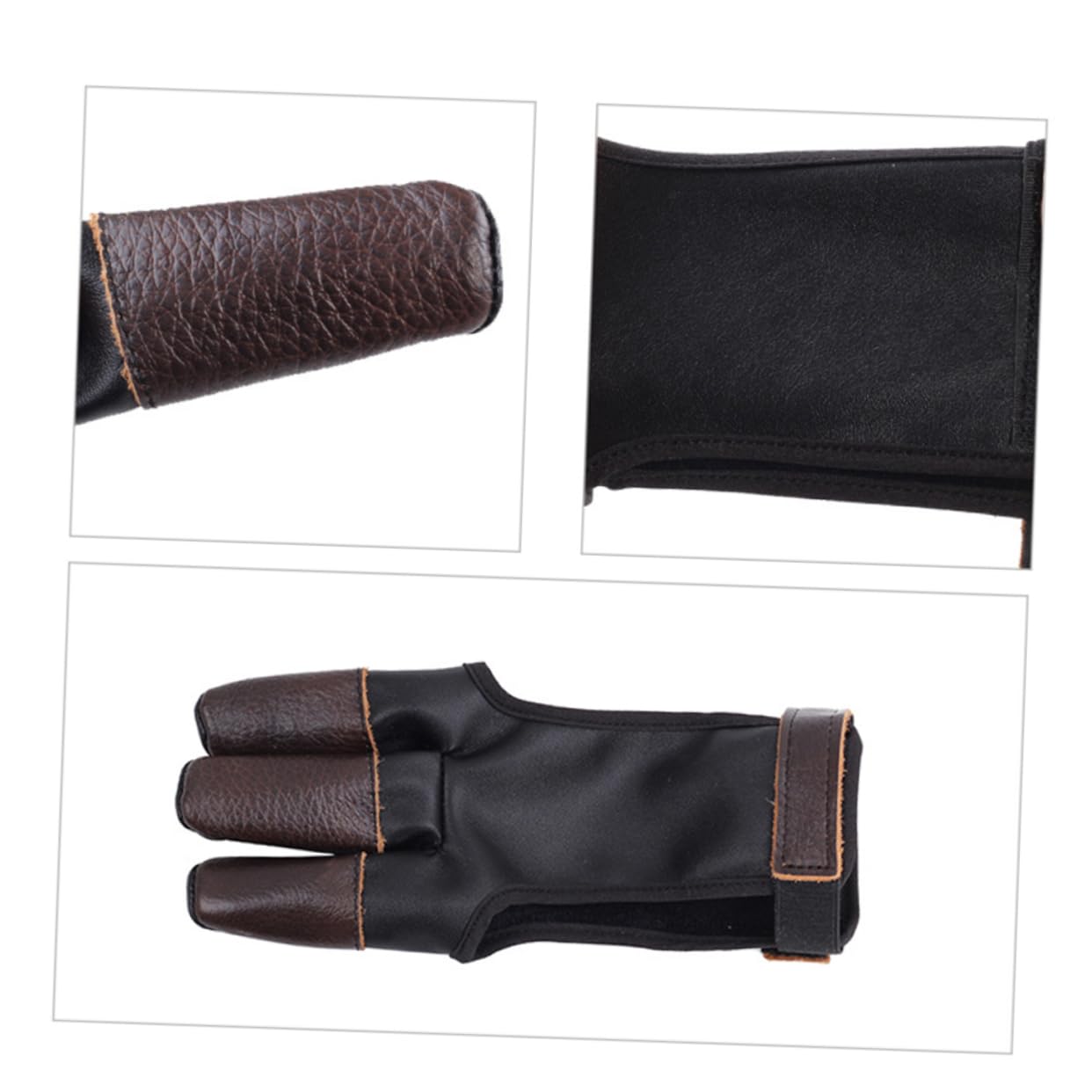 LIOOBO 3 Pcs Archery Three Finger Glove Bow Arrow Accessory Protective Sports Glove Pu Material Soft Easy Wear