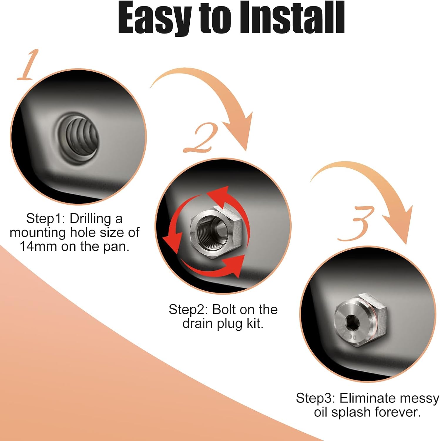 Universal Transmission Drain Plug w/Magnetic Piggyback Drain Plug Stainless Steel M14*1.5