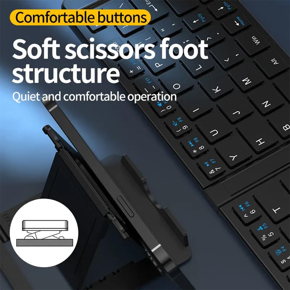 Image of Portable Wireless Bluetooth Folding Keyboard Ultra Slim Pocket Size, Bluetooth Wireless, for iOS, Android and Windows Tabs, Smartphones (QWERTY Folding Keyboard)