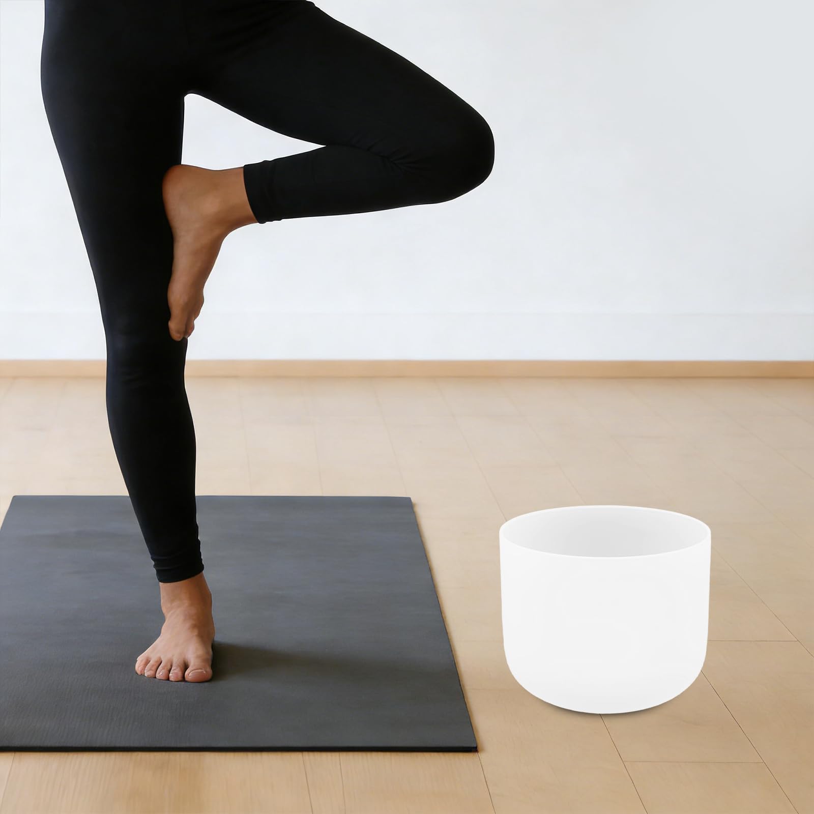 Campana tibetana in cristallo, 8 pollici, 432-440 Hz, per la meditazione, per la terapia del suono e lo yoga, con bacchetta e anello, colore bianco