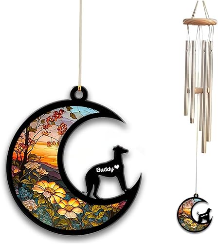 Weimaraner - Campanilla de viento con diseño de girasol, regalo de pérdida de perro, regalo de condolencias de perro, atrapa el sol para la pérdida