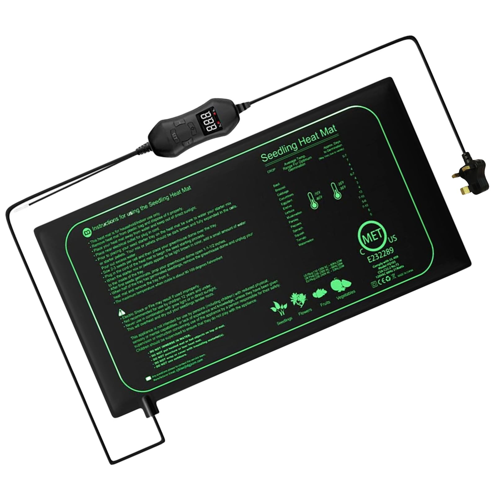 Coussin chauffant pour plante avec contrôle du thermostat - Tapis chauffant imperméable pour semis pour germination et croissance efficaces en hydroponie Vario