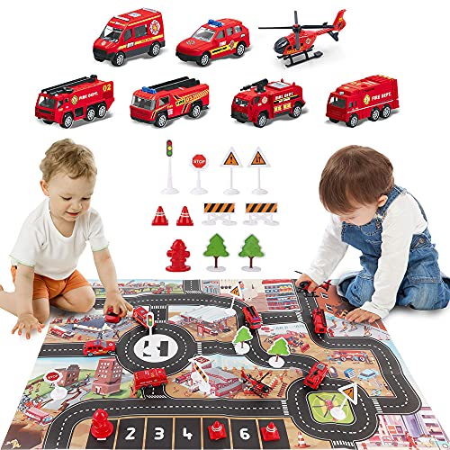 Dwi Dowellin DWIDCP0197 Airplane Toy With Fire Truck Cars And Play Mat,Plane thumb #3