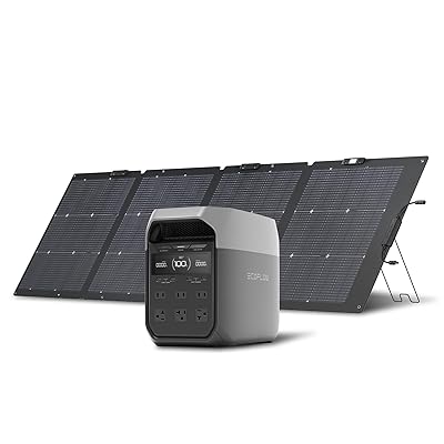 EF ECOFLOW Solar Generator DELTA 3 with 220W Bifacial Solar Panel, 1024Wh Portable Power Station, LFP Battery 1800W AC/100W USB-C Output, Full Charge in 56 Min for Home Backup Power, Camping & RVs
