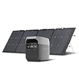 Solar Generator DELTA 3 with 220W Bifacial Solar Panel, 1024Wh Portable Power Station, LFP Battery 1800W AC/100W USB-C Output, Full Charge in 56 Min for Home Backup Power, Camping & RVs