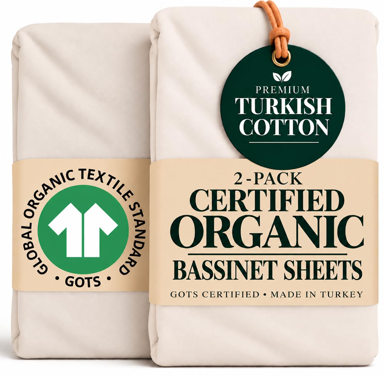 Bunnyjik Organic 20x30 Fitted Sheets for Nestig Mini Crib, Guava Lotus โ image 1