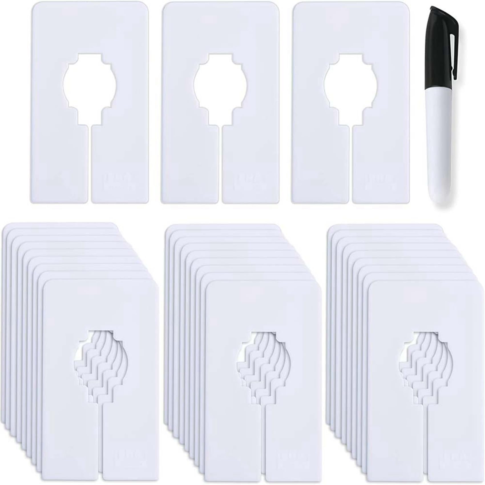 CTRLZS 30 Closet Dividers for Hanging Clothes- Rectangle Clothing Size Dividers,White Closet Divider Set with Marker