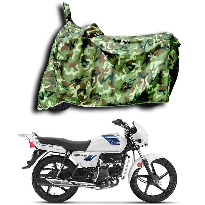 MITHILA MART-Bike Body Cover Compatible with|Hero Splendor Plus XTEC BS6|Special Used for Dust Particle-Sun UV Rays-Water Drop-Protection-Indoor & Outdoor and Parking [Green Jungle]