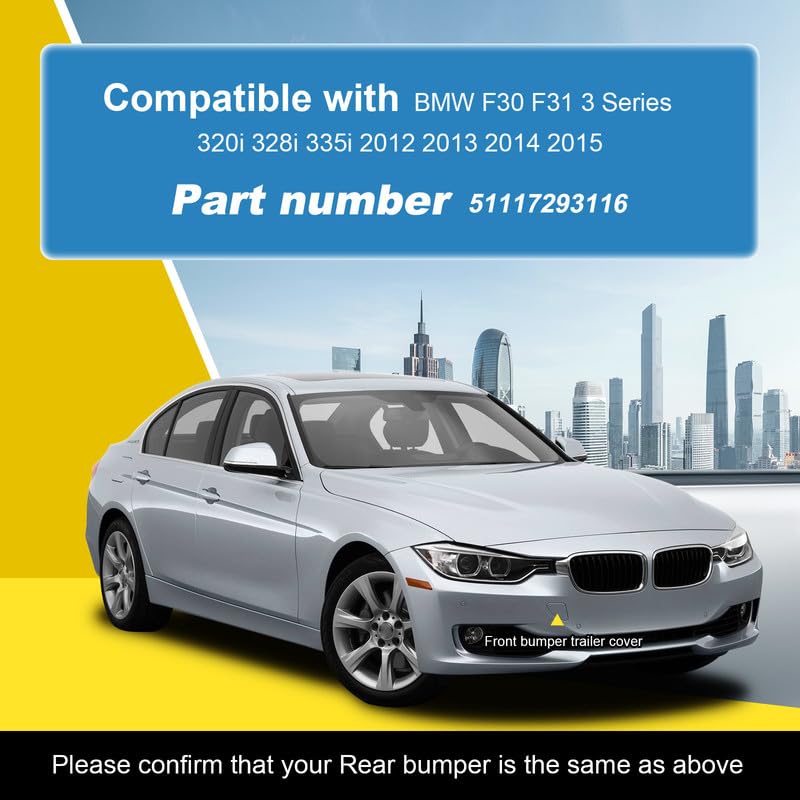 Goholy Car Front Bumper Tow Hook Cover Compatible with BMW F30 F31 3 Series 320i 328i 335i 2012 2013 2014 2015 Trailer Cover Cap 51117293116 Small Lid Towing Eye Cap