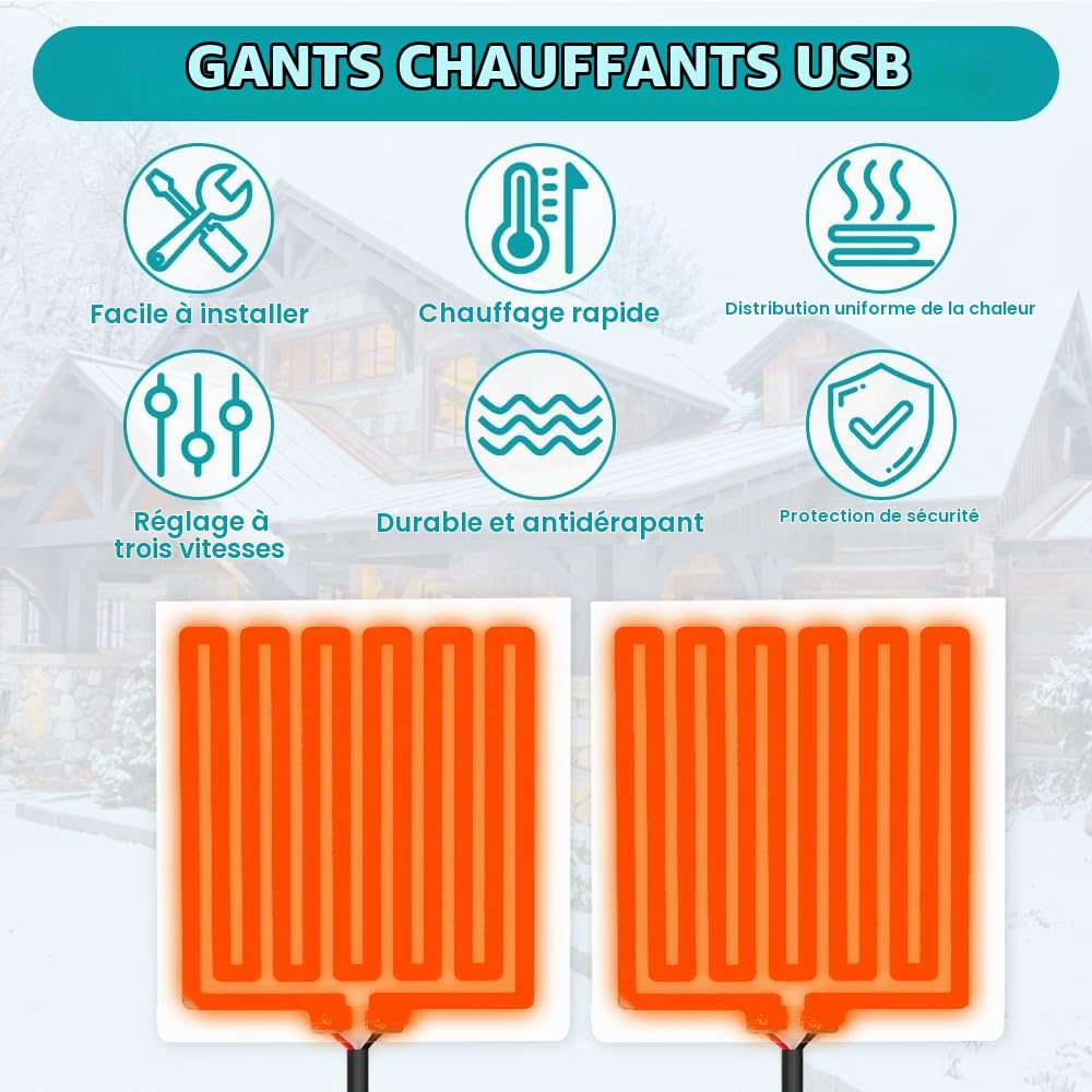 Poignée Chauffante Moto, HOVCEH 1 Paire Universelle USB Poignee Chauffante Moto, 5V Température à Trois Niveaux Poignee Chauffage pour Motos, VTT, Velo, Scooter