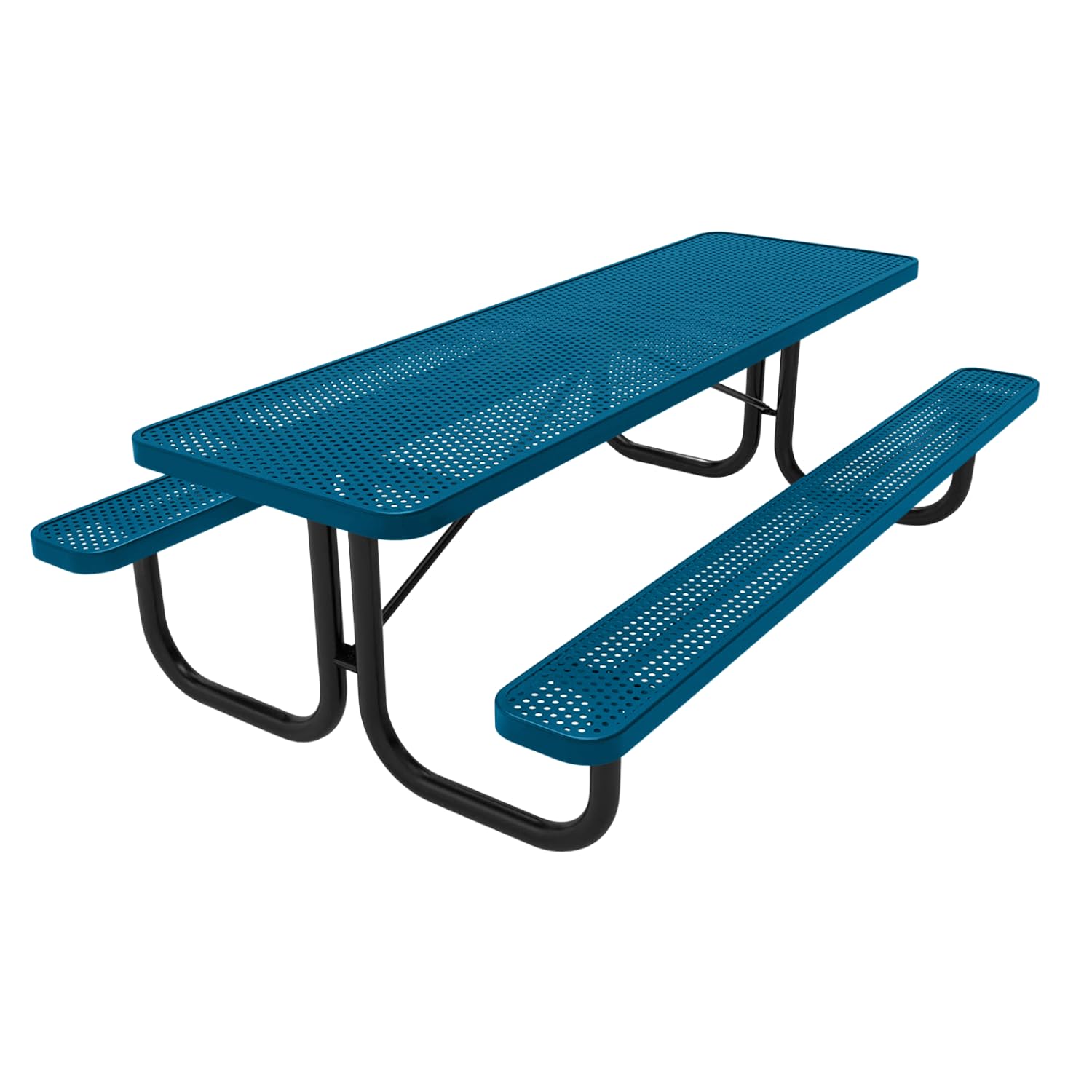 COATEDOUTDOORFURNITURE Heavy-Duty Portable Outdoor Picnic Table, Thermoplastic Coated Punched Steel Commercial-Grade Patio Dining Furniture Made in