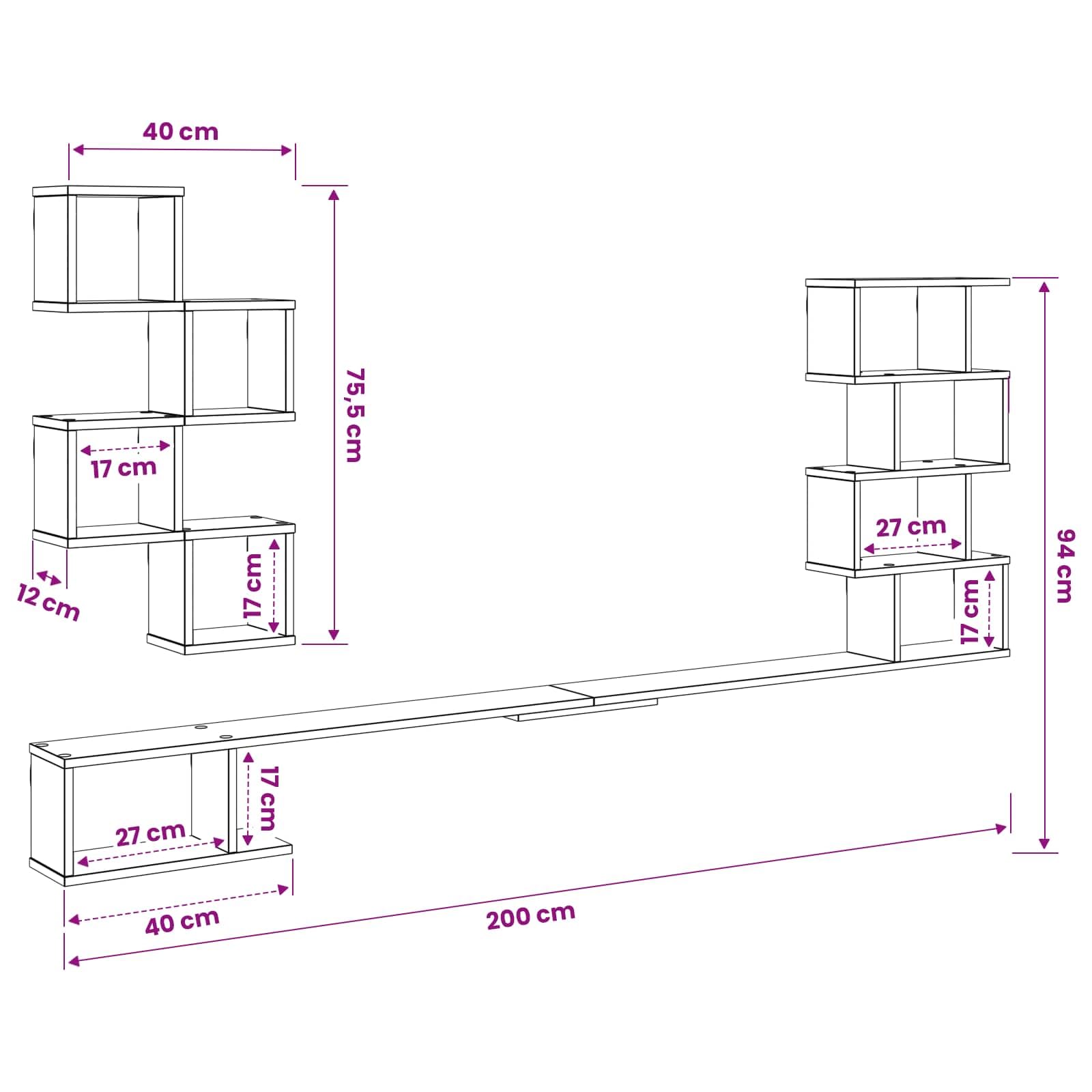 vidaXL Mensola per TV da Muro Bianco 200 x 15 x 94 cm, Soggiorno, Mobili Moderni, Mensole a Muro & Consolle, Mensola Flottante, Storage per Organizzazione Casa