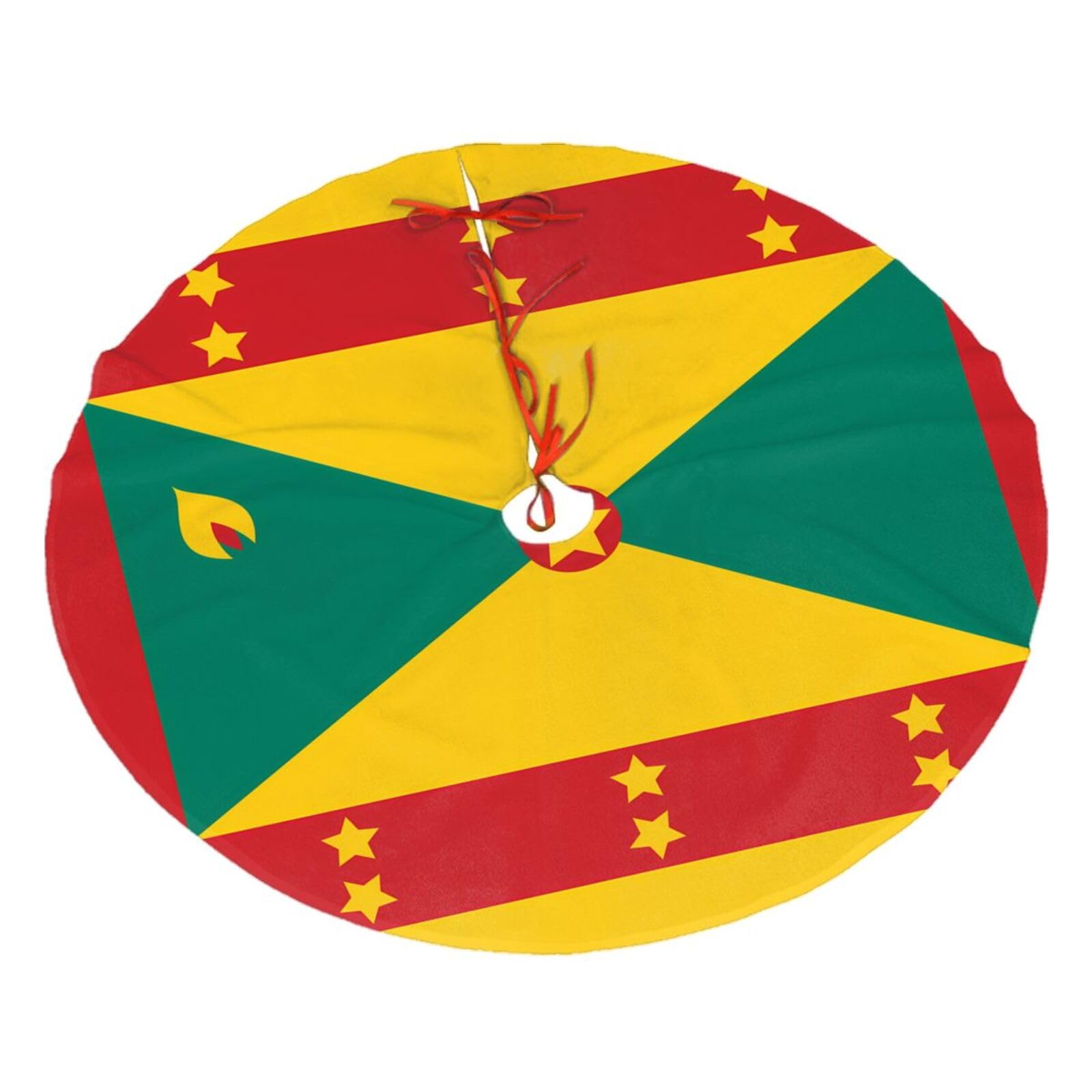 Flag of Grenada Printed Christmas Tree Skirt Christmas Plush Tree Skirt 36 inches (about91 cm) ChristmasIndoor and Outdoor