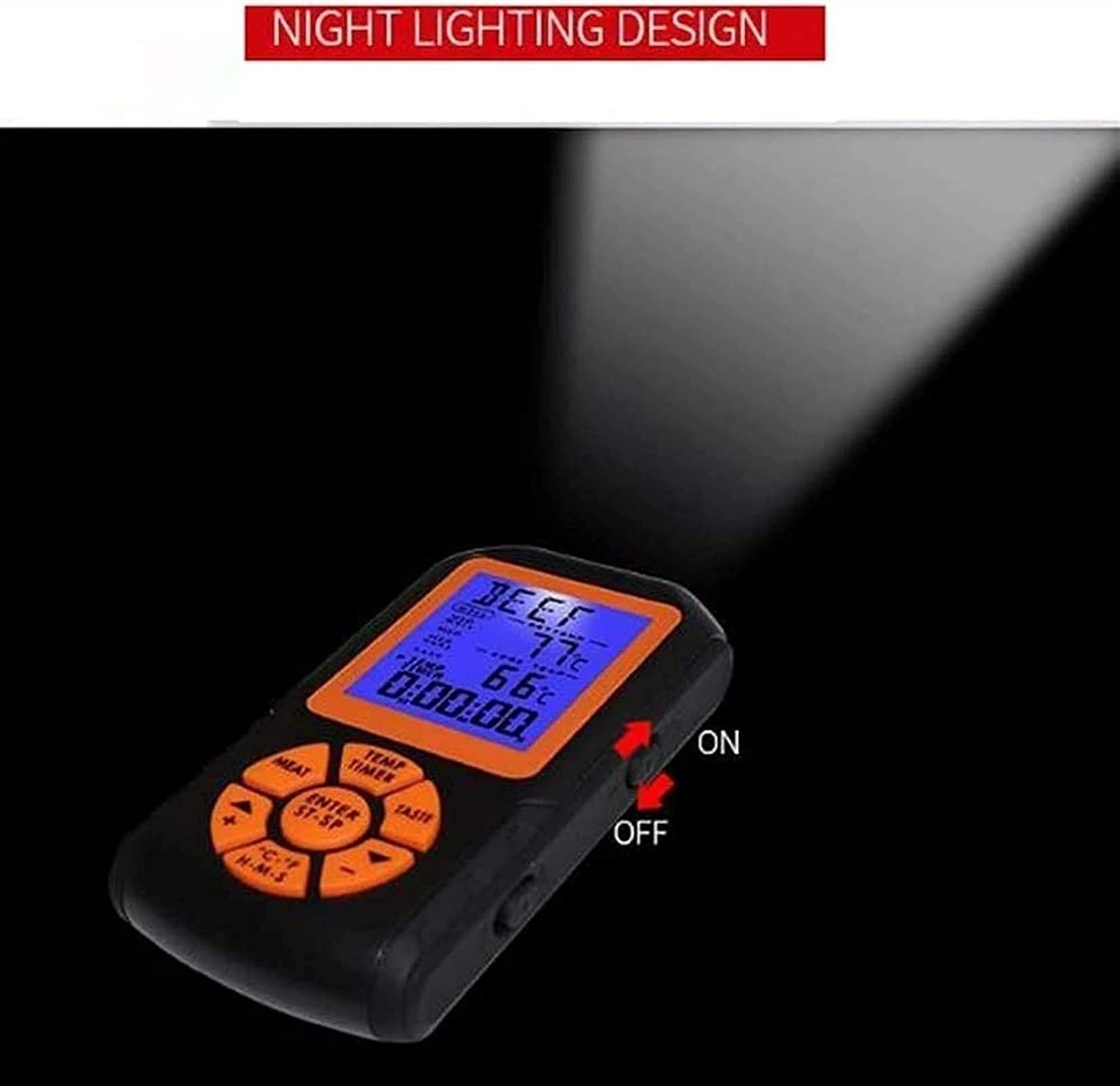 Inalámbrico Digital Remoto Que Cocina el termómetro de Carne con Doble sonda for Fumador Grill Barbacoa Termómetro