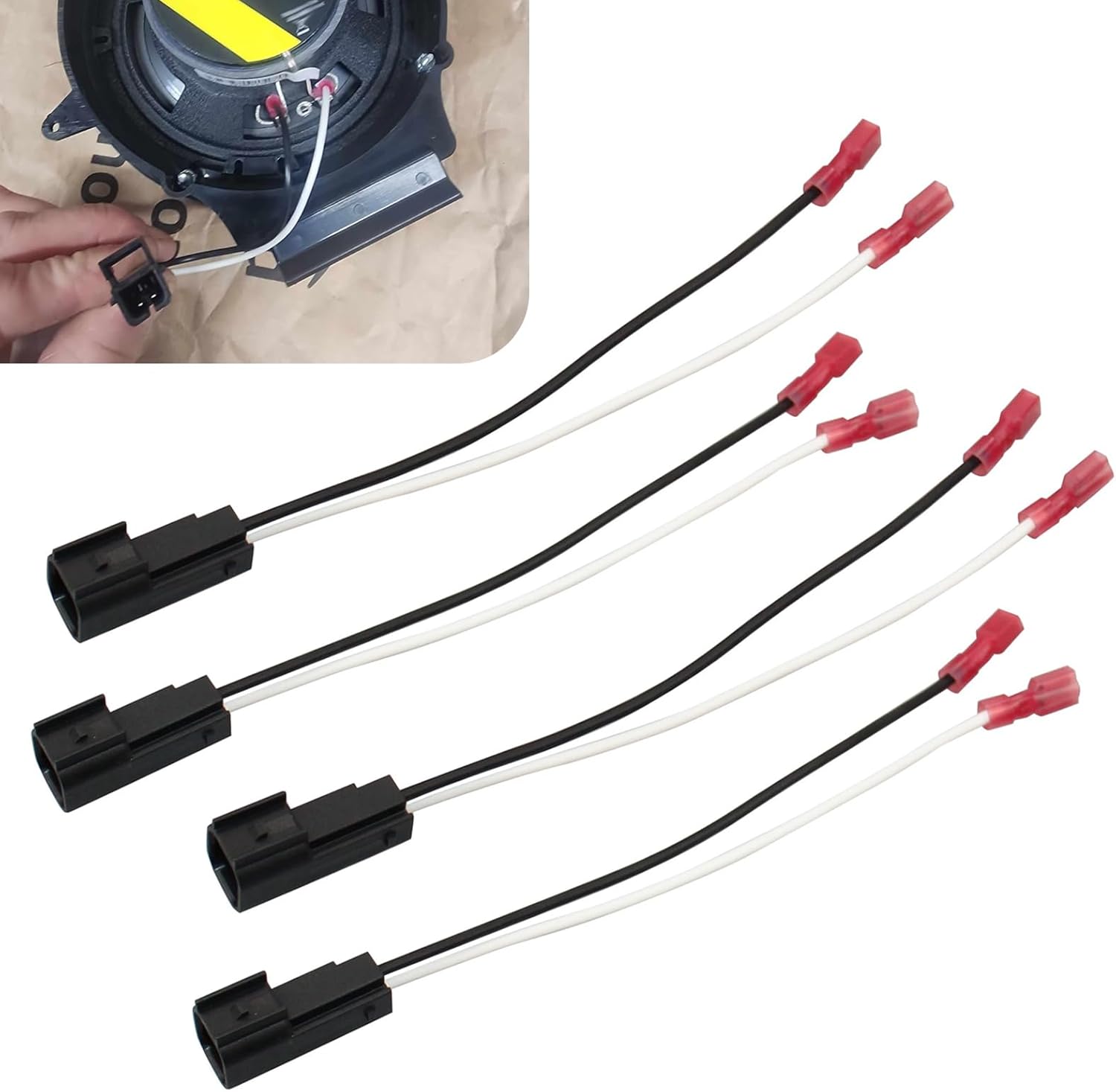 4 PCS Car Speaker Wiring Harness Plug Connector, 72-5600 Waterproof Shell Heat-Resistant Copper Core Plug and Play Audio Accessories, Compatible with Ford Lincoln Mercury Ma-zda (Black)