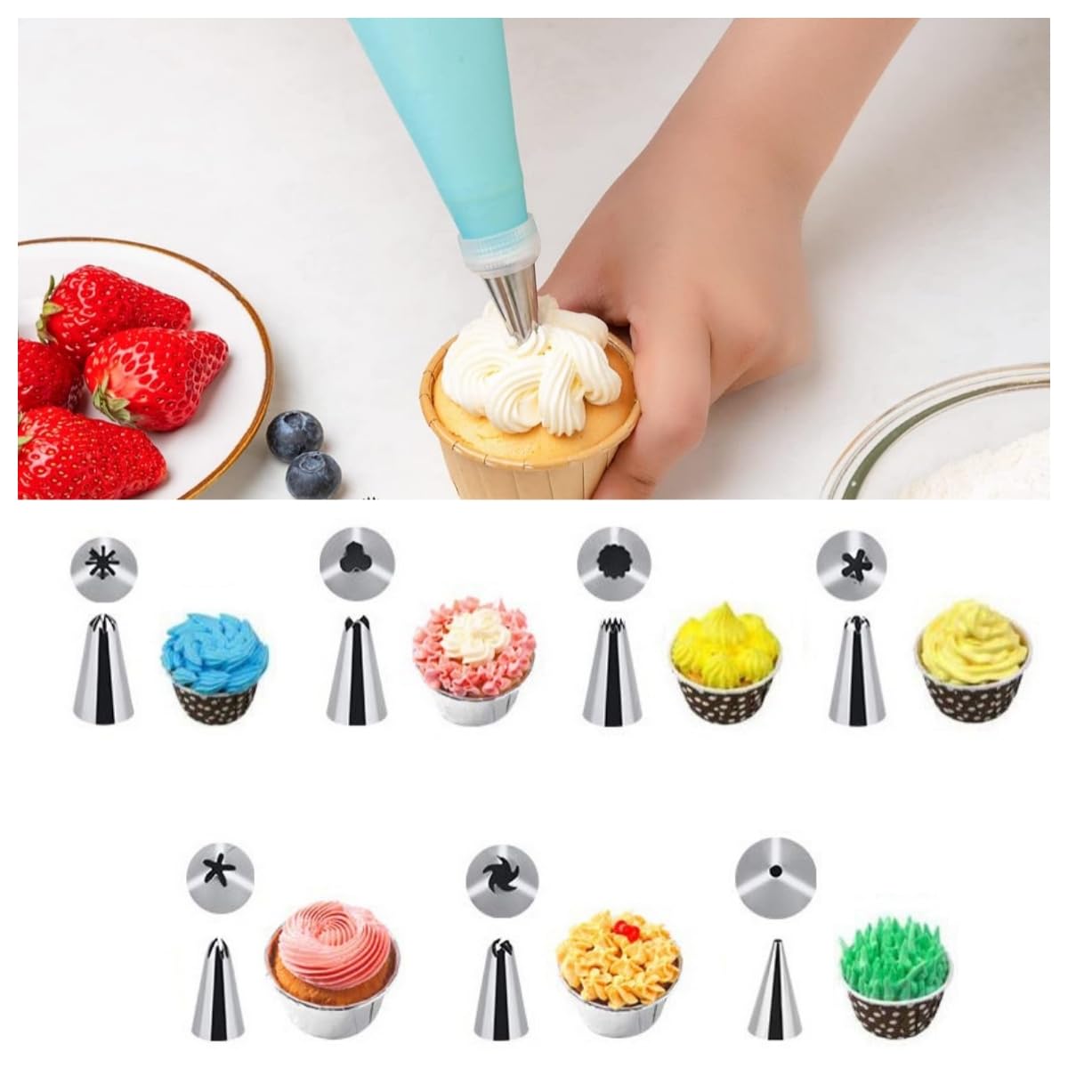 Set 5 Beccucci In Acciaio Inox Per Sac à Poche - Per Decorare Torte E Cupcake - Foto 9