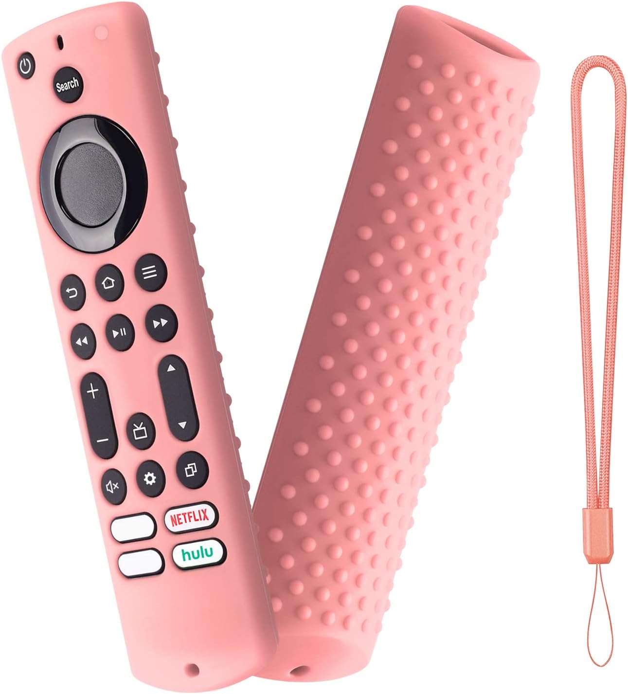 Remote Case Replacement for Insignia/Toshiba FireTV Controller 2021 CTRC1US21, Silicone Cover with Lanyard, Pink