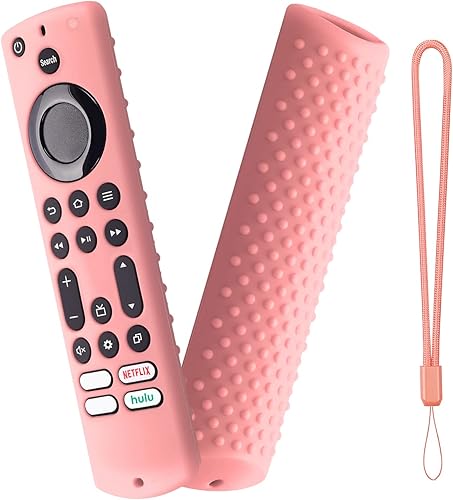 Funda de repuesto para control remoto InsigniaToshiba FireTV Controller 2021 CTRC1US21, funda de silicona con cordón, color rosa