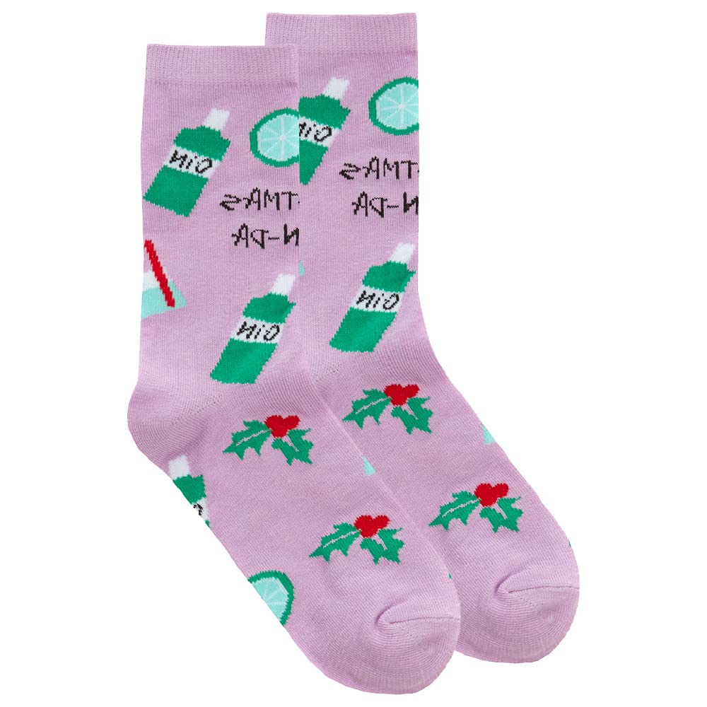 Metzuyan Ladies Novelty Cotton Rich Xmas Christmas Rude Funny Slogan Socks Mid Calf Size UK 4-8 Gin - 1 Pair