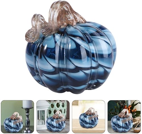 Miniatura 7 de Ciieeo Cristal soplado a mano de 4.33 pulgadas con purpurina para decoración de otoño, cosecha de Acción de Gracias, Halloween