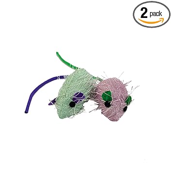 The Pets Company Shaggy Mouse Cat Toy for Cats and Kittens, Set of 2